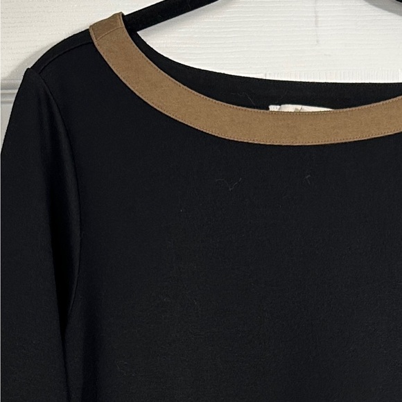 Coldwater Creek sz L/14 tunic, black w/brown trim, 3/4 sleeves, fall, autumn - Picture 2 of 10